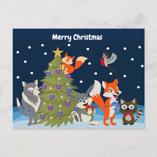 Frohe Weihnachtstiere Feiertagspostkarte (Vorderseite)