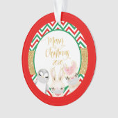 Frohe Weihnachtstiere Gesicht Masken 2020 Lamas Ornament (Vorderseite)