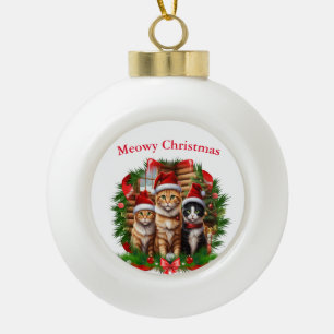 Frohe Weihnachtstiere Keramik Kugel-Ornament