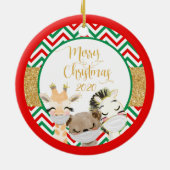 Frohe Weihnachtstiermasken 2020 Keramik Ornament (Hinten)