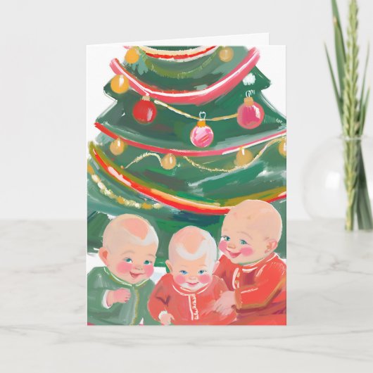 Frohe Weihnachtstriplets Dankeskarte (Vorderseite)
