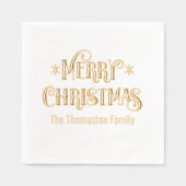 Frohe Weihnachtstypografie #11 Familienname Servietten Mit Folie (Vorderseite)