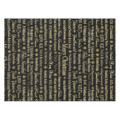 Frohe Weihnachtstypografie Black & Gold Glitzer Tischdecke (Vorderseite (Horizontal))