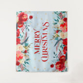 Frohe Weihnachtstypografie Boho Blume Grenze Wandteppich (Vorderseite)