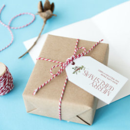 Frohe Weihnachtstypografie Botanisch Geschenkanhänger