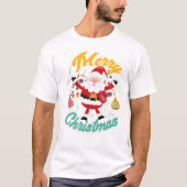 Frohe Weihnachtstypografie-Design mit Ornament T-Shirt (Vorderseite)