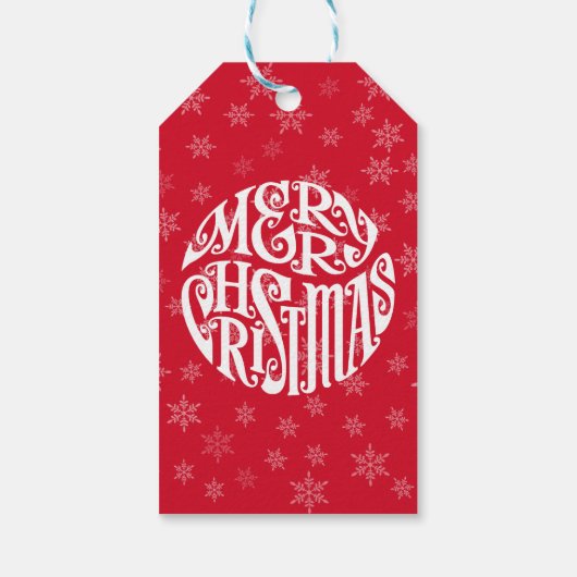 Frohe Weihnachtstypografie freudige Grüße Geschenkanhänger (Rückseite)