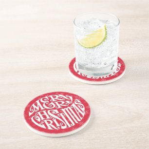 Frohe Weihnachtstypografie freudige Grüße Getränkeuntersetzer