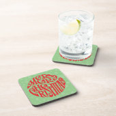 Frohe Weihnachtstypografie freudige Grüße Getränkeuntersetzer (Rechte Seite)