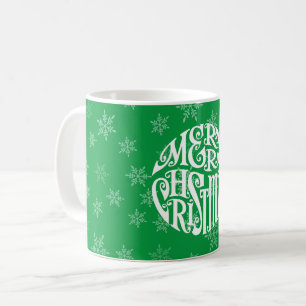 Frohe Weihnachtstypografie freudige Grüße Kaffeetasse
