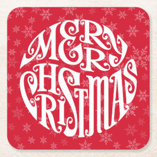Frohe Weihnachtstypografie freudige Grüße Rechteckiger Pappuntersetzer