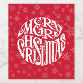 Frohe Weihnachtstypografie freudige Grüße Weinetikett (Einzelnes Label)