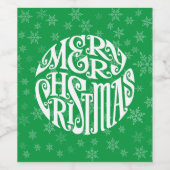 Frohe Weihnachtstypografie freudige Grüße Weinetikett (Einzelnes Label)