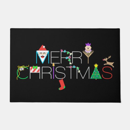 Frohe Weihnachtstypografie Fußmatte (Vorderseite)