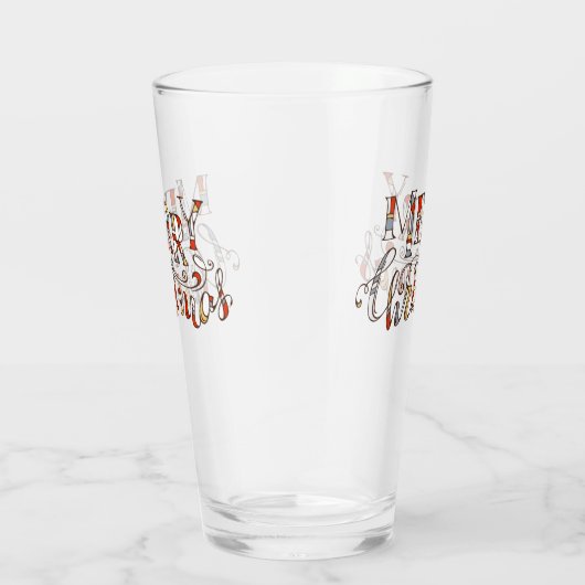 Frohe Weihnachtstypografie Glas (Rechts)