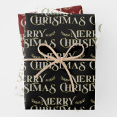 Frohe Weihnachtstypografie Imitate Glitzer Textur Geschenkpapier Set (Beispiel)