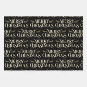 Frohe Weihnachtstypografie Imitate Glitzer Textur Geschenkpapier Set (Vorderseite)