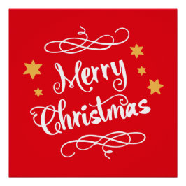 Frohe Weihnachtstypografie Light Red White Poster