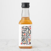 Frohe Weihnachtstypografie Mini Alkoholflaschenetikett (Vorderseite)