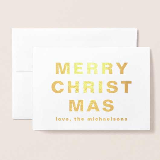 Frohe Weihnachtstypografie mit Foto Weihnachten Folienkarte (Vorderseite mit Umschlag)