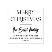 Frohe Weihnachtstypografie mit Name und Anschrift Gummistempel (Prägung)