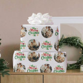 Frohe Weihnachtstypografie Modernes Foto Muster Geschenkpapier