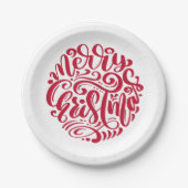 Frohe Weihnachtstypografie Pappteller (Vorderseite)