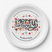 Frohe Weihnachtstypografie Pappteller (Vorderseite)