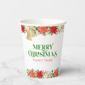 Frohe Weihnachtstypografie & Poinsettia Pappbecher (Rückseite)