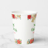 Frohe Weihnachtstypografie & Poinsettia Pappbecher (Rechts)