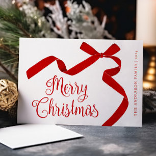 Frohe Weihnachtstypografie Red Bow Feiertagskarte