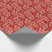 Frohe Weihnachtstypografie Red Cream Pattern Geschenkpapier (Ecke)