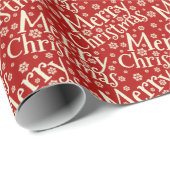 Frohe Weihnachtstypografie Red Cream Pattern Geschenkpapier (Rolleneckpunkt)
