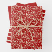 Frohe Weihnachtstypografie Red Cream Pattern Geschenkpapier Set (Beispiel)