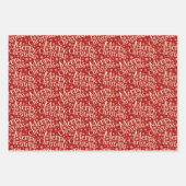 Frohe Weihnachtstypografie Red Cream Pattern Geschenkpapier Set (Vorderseite)