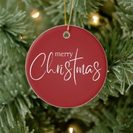 Frohe Weihnachtstypografie Red Modern Holiday Keramik Ornament