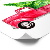 Frohe Weihnachtstypografie Red Truck Tree Festive Poster (Ecke)