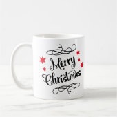 Frohe Weihnachtstypografie Red White Kaffeetasse (Links)