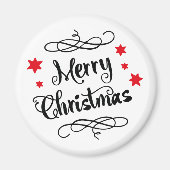 Frohe Weihnachtstypografie Red White Magnet (Vorne)