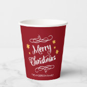 Frohe Weihnachtstypografie Red White Pappbecher (Vorderseite)