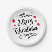 Frohe Weihnachtstypografie Red White Pappteller (Vorderseite)