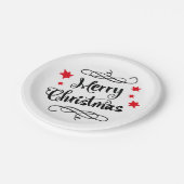 Frohe Weihnachtstypografie Red White Pappteller (Schrägansicht)