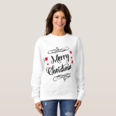 Frohe Weihnachtstypografie Red White Sweatshirt (Vorne ganz)