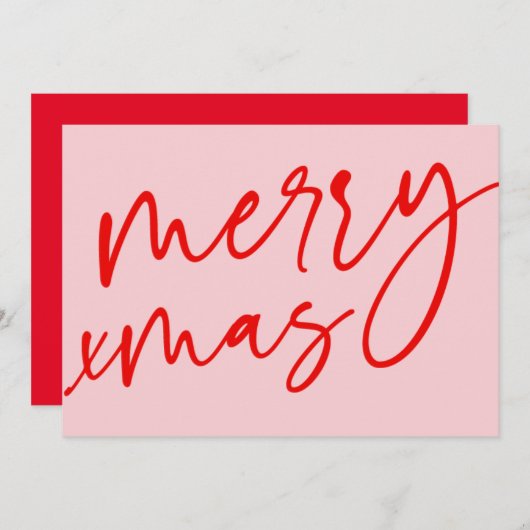 Frohe Weihnachtstypografie Rot & Rosa Weihnachtska (Vorne/Hinten)