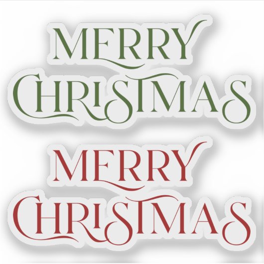 Frohe Weihnachtstypografie rot und grün Aufkleber (Vorderseite)