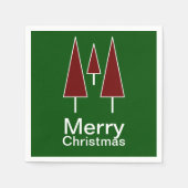 Frohe Weihnachtstypografie Rote grüne Pinienbäume Serviette (Vorderseite)