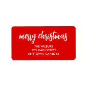 Frohe Weihnachtstypografie Rote Rücksendeadresse Adressaufkleber (Vorne)