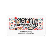 Frohe Weihnachtstypografie-Rücksendeadresse Adressaufkleber (Vorne)