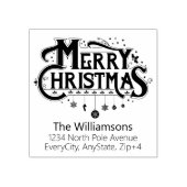 Frohe Weihnachtstypografie-Rücksendeadresse Gummistempel (Prägung)