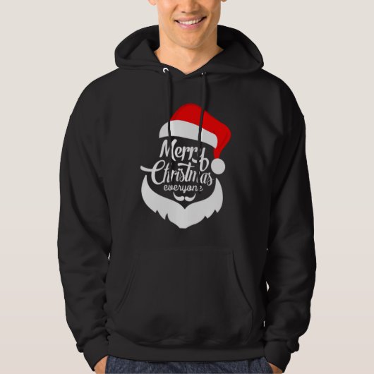 Frohe Weihnachtstypografie Santa Claus Cap T - Shi Hoodie (Vorderseite)